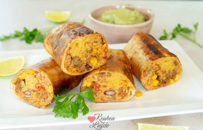 Burrito met gehakt en rijst