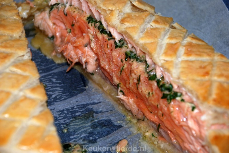 Zalm en croûte (zalm verpakt in korstdeeg)