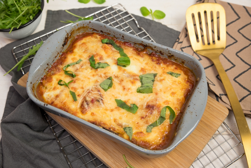 Ovenschotel met paprika, courgette en aubergine