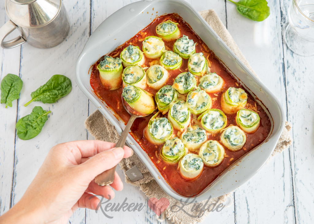 Courgette cannelloni met spinazie en ricotta