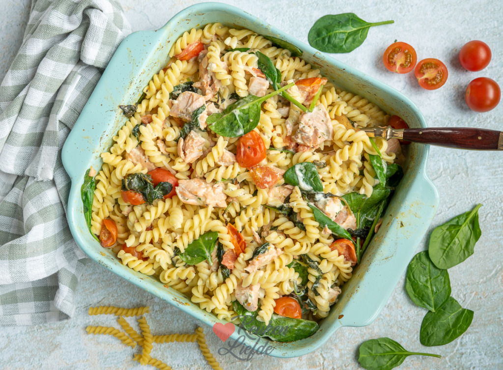 Pasta met Boursin en zalm